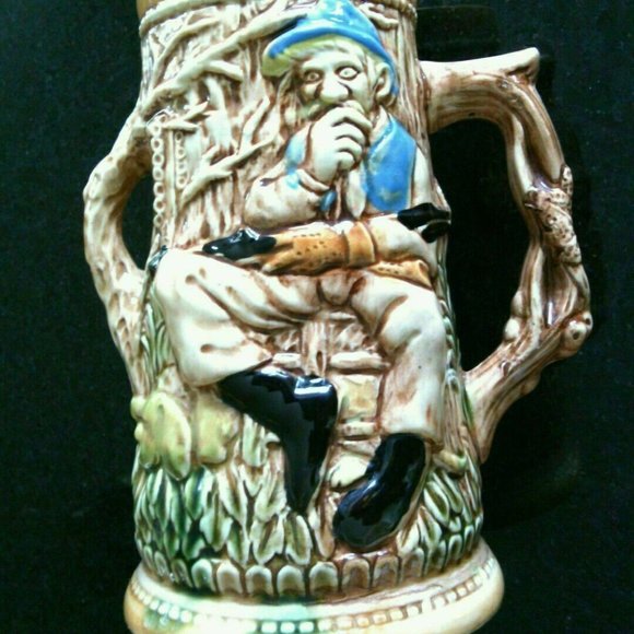 German Beer Stein Vintage Tankard Bar Mug Woodsman Forest Tree House Home Drinks - Picture 11 of 16